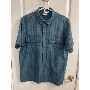 Jack Wolfskin Q.M.C. Men's Shirt Medium Green Black Plaid Lightweight